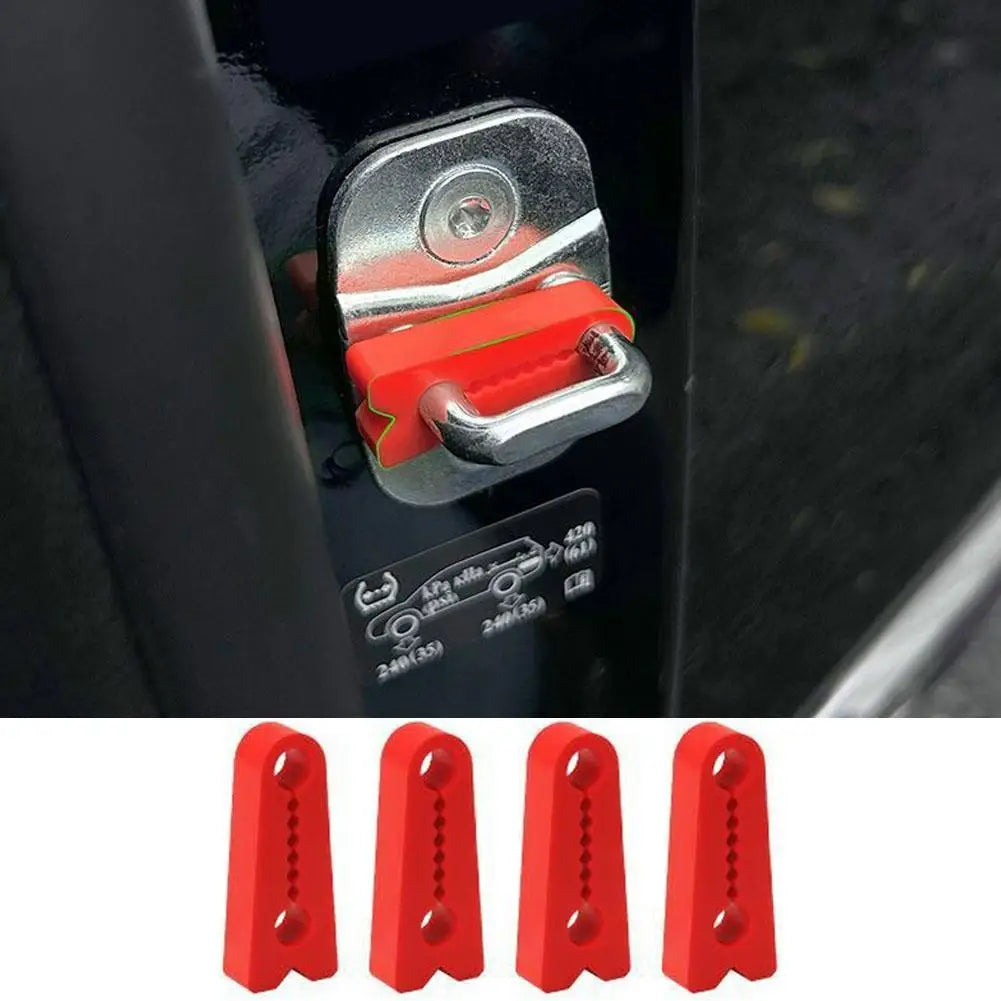 4pcs Car Door Lock Shock Absorber Silicone Cover Noise Reduction & Anti-Collision Pad, Universal Latch Protector for Auto Door