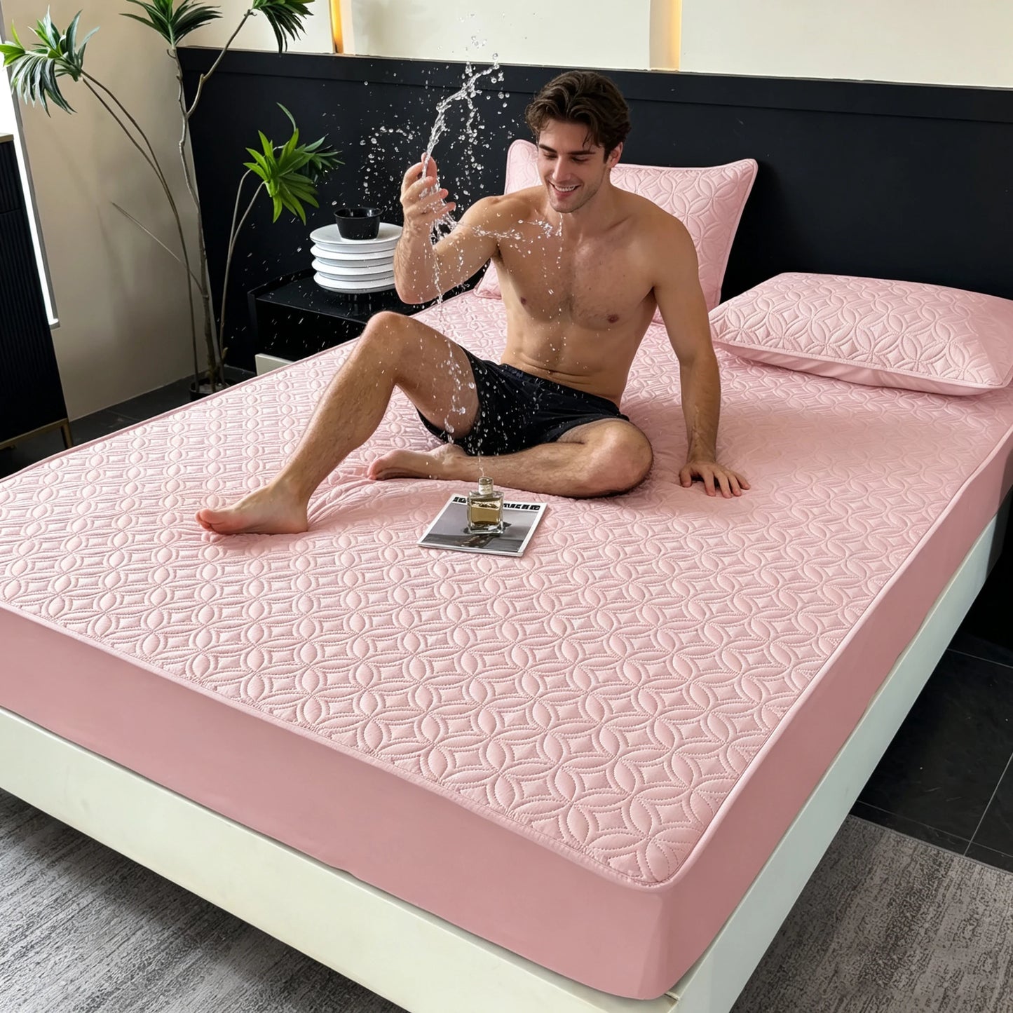 1 Piece of Luxurious, Ultra-Soft, Comfortable, Waterproof Fitted Sheet and Thickened Mattress Cover (Pillowcase Not Included), Solid Color Bedding Set, All-Inclusive Mattress Cover, Skin-Friendly, Breathable, Moisture-Wicking