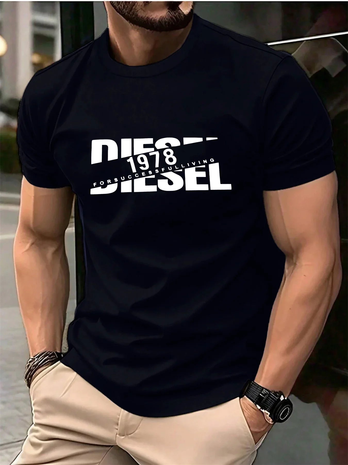 New trendy men's fashion T-shirt, black T-shirt, comfortable summer T-shirt, pure cotton short sleeved T-shirt, 2026 bestseller