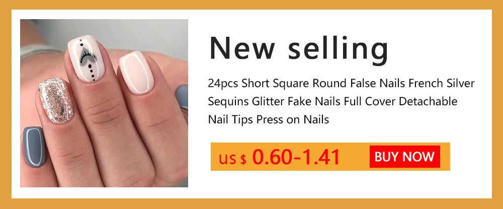 24pcs French White Side False Nails Wearable Rhinestone Desgin Fake Nails Short Simple Nail Full Cover Nail Tips Press On Nails