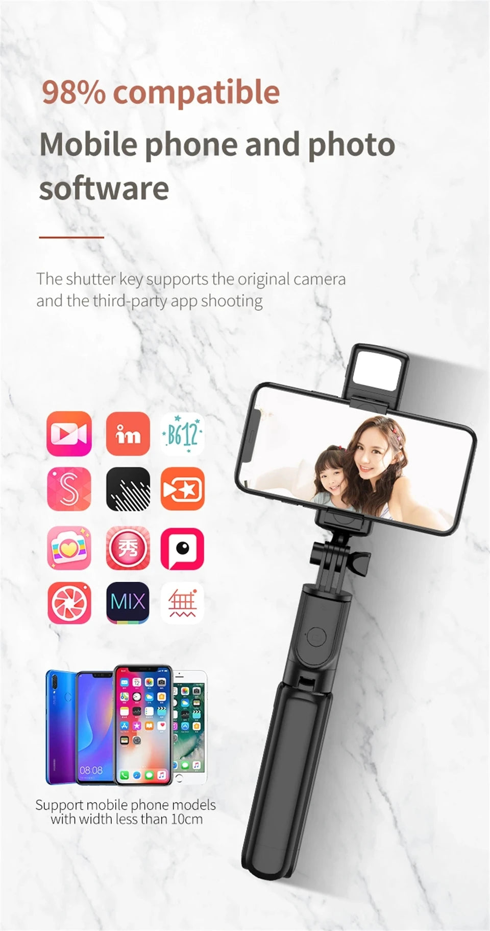 FGCLSY New Tripod for Smartphone Camera,Stand with Bluetooth shutter and light,Wireless Selfie Stick brackets with Phone Holder
