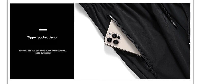 High Quality Ice Silk Pants For Men's Summer Slim Casual New Loose High Elasticity Quick Drying Outdoor Running Casual Pants