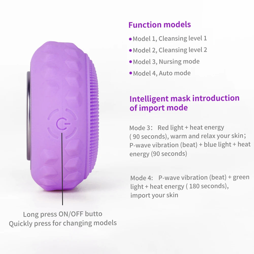 Facial Cleansing Brush Made with Ultra Hygienic Soft Silicone, Waterproof Sonic Vibrating Face Brush for Deep Cleansing, Gentle
