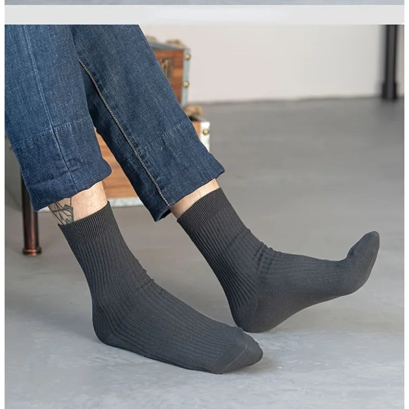Men's Socks 5-Pair Set - Breathable and Soft, Suitable for All Seasons, Suitable for Casual Sports, Business Dress