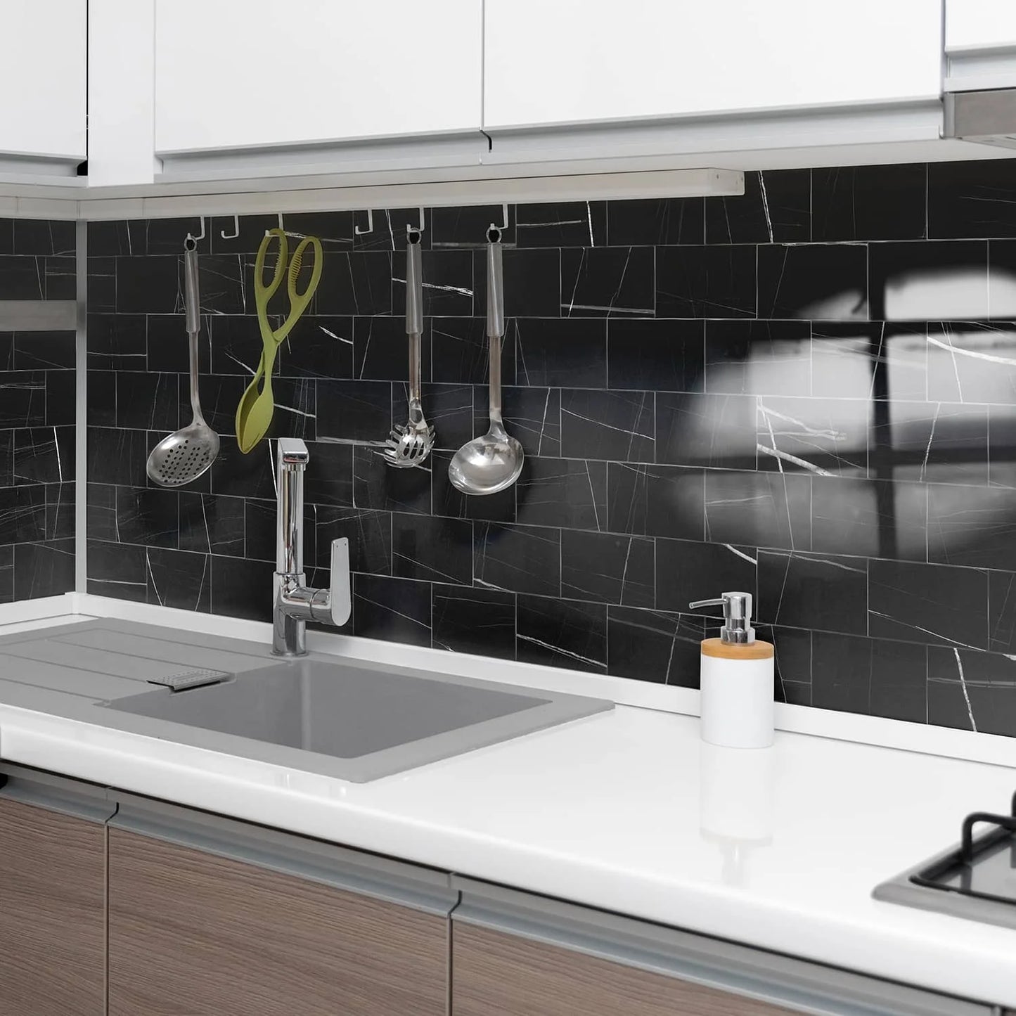 3x6 inch 24/48/96 marble tile stickers, self-adhesive wall stickers, suitable for kitchen and bathroom splash proof decoration