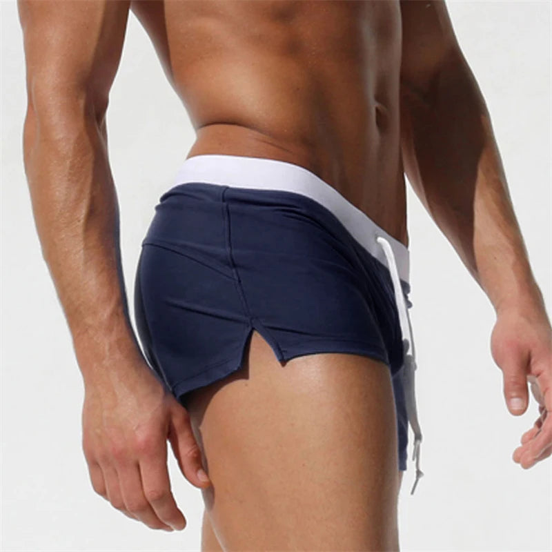 Men's Swimsuit 10 Color Back Pocket Design Quick-drying Beach Men's Boxer Shorts Summer Swimming Trunks