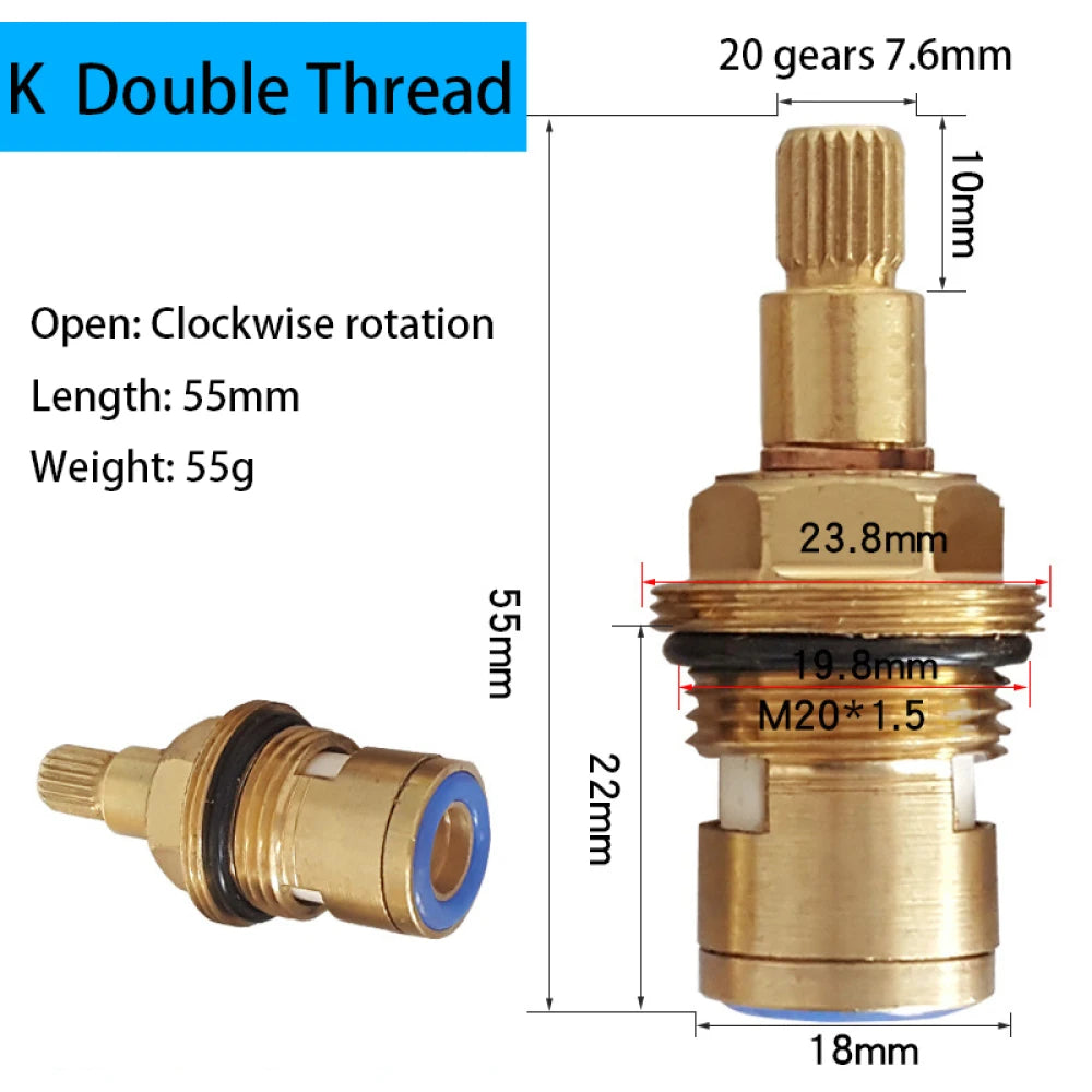 Copper Ceramic Disc Valve Counter/Clockwise Single/ Double Thread For Most Double Handles Kitchen Bathroom Basin Taps 10 Models