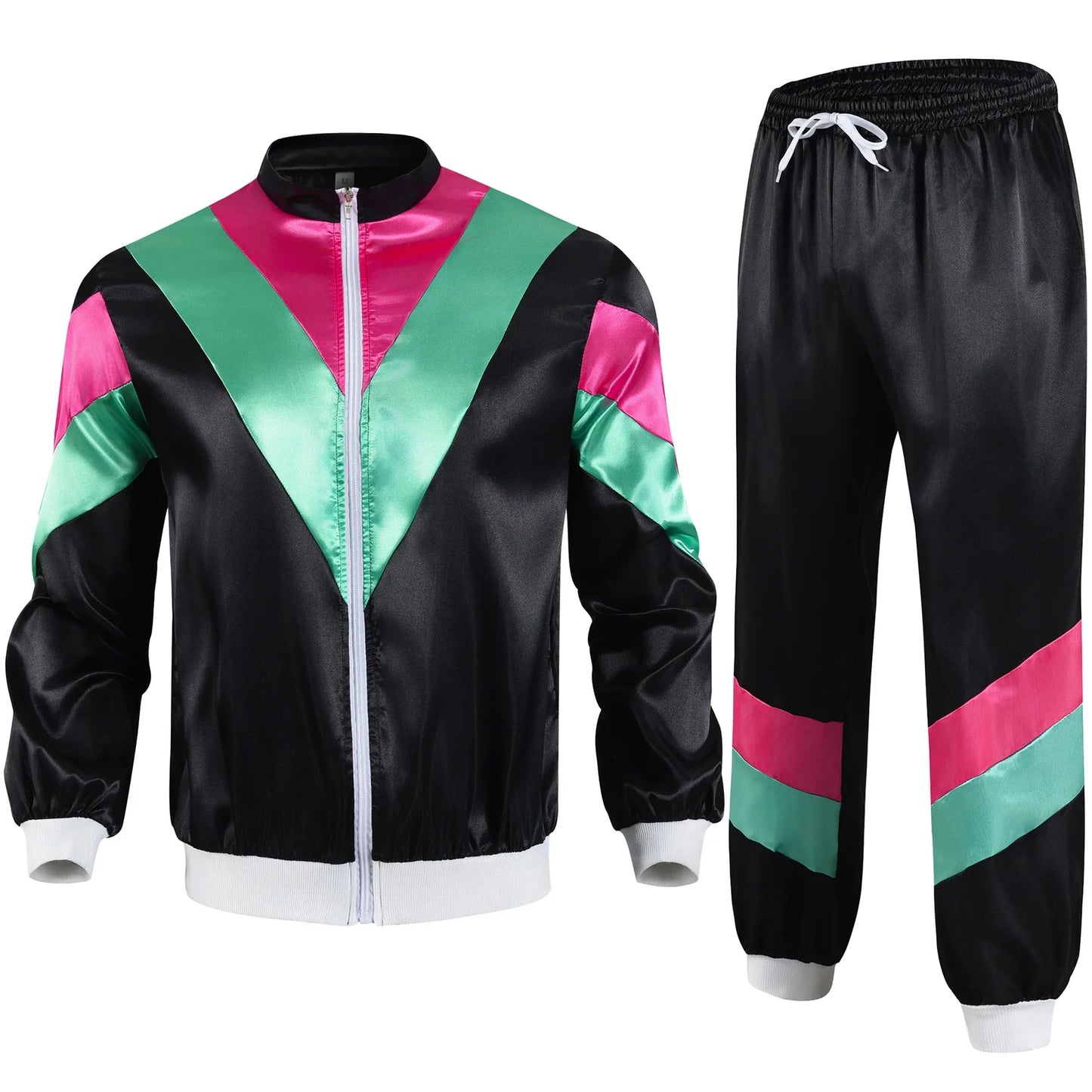 Men's 80s Tracksuit Vintage Hip Hop Windbreaker 80s Disco Tracksuit 90s Shell Suit outfits