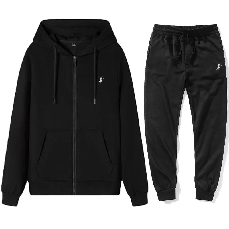 Men's classic hoodies and sport pants for autumn and winter, suitable for casual fitness, warmth and casual sportswear sets in a