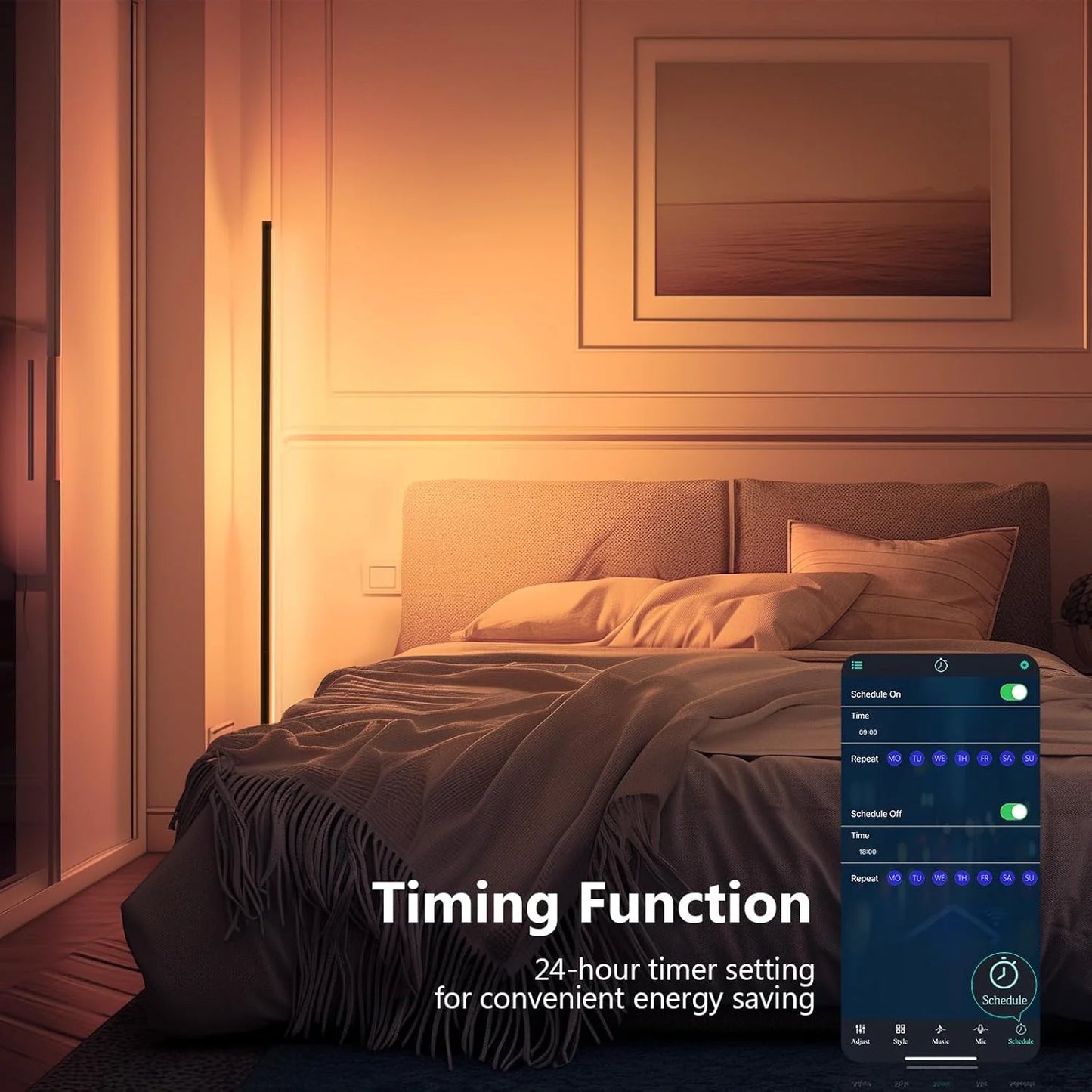 Smart Led Living Room Floor Lamp Rgb Corner Floor Lamp Music Synchronization Application Program Control Suit for Living Room