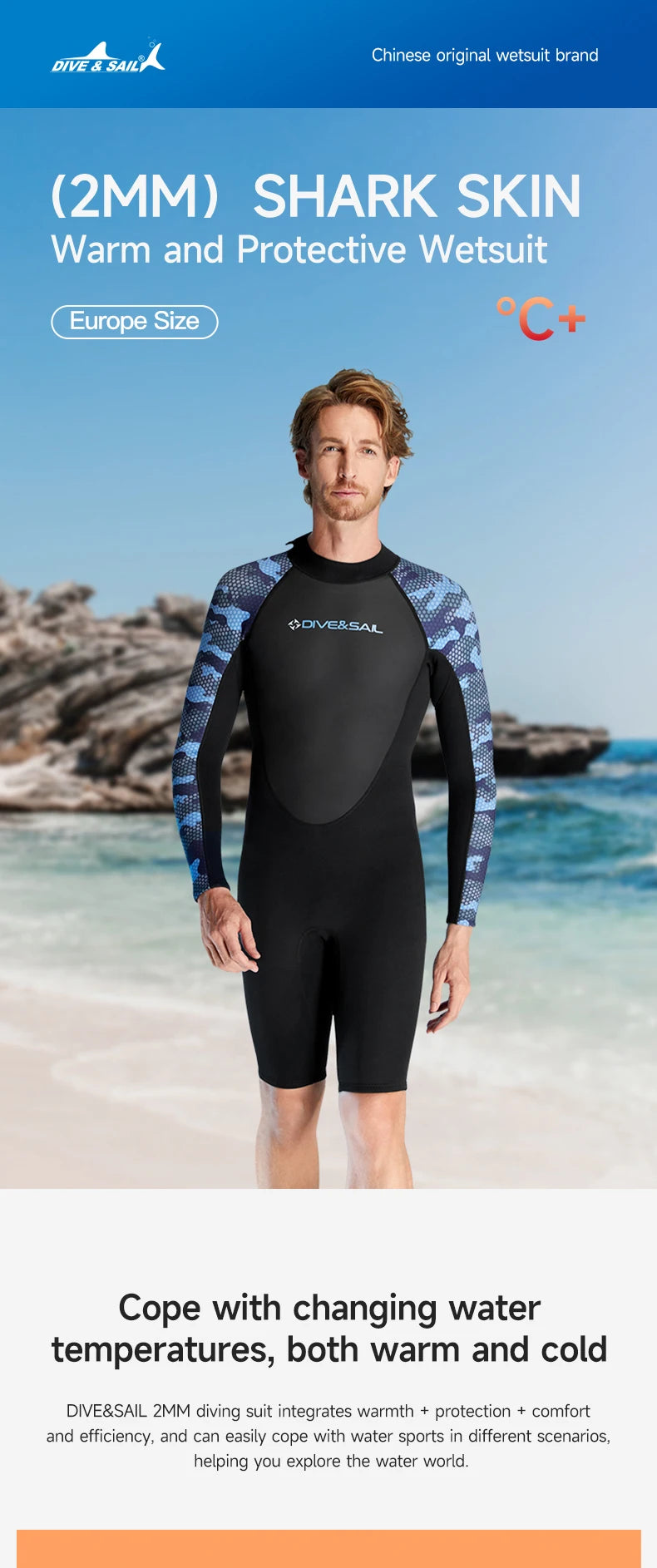 Wetsuit Men 2MM Neoprene Black Zip Shorty Long Sleeves Swimsuit Mens Short One-piece Bathing Swimming Suit For Water Sports