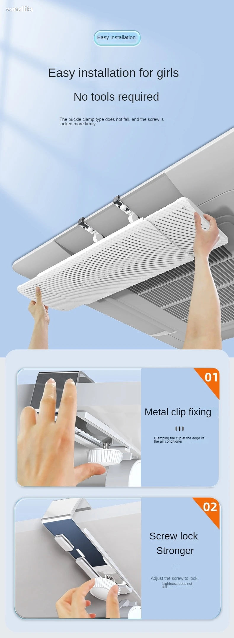 Central Air Conditioner Windshield Air Guider Ceiling Suspended AC Outlet Baffle Deflector Anti-Direct Blow Cassette Universal