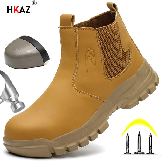 Waterproof Men's Safety Work Boots Steel Toe Shoes Anti Impact And Anti-Puncture Outdoor Adventure Hiking Tactical Boots