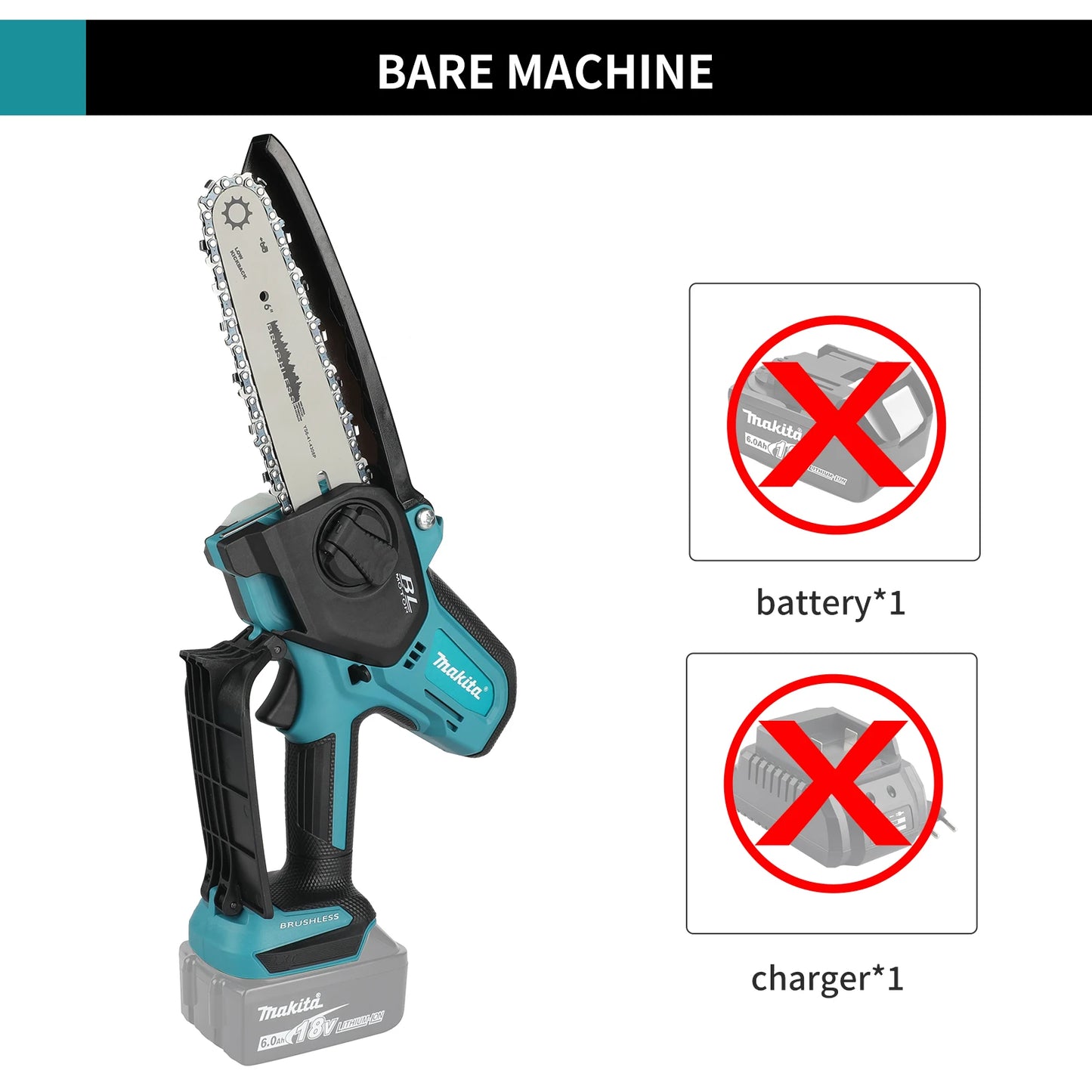 Makita 18V Cordless Chainsaw for Woodworking with Small Handheld Electric 6-inch Logging Sawzall Mini Portable Chainsaw