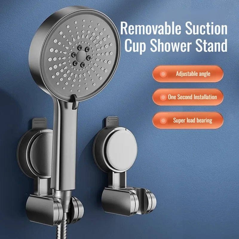 Bath Shower Holder Support Mural Douche Suction Cup Adjustable Handheld Wall Mounted Large Shower Head Supports Relocatable