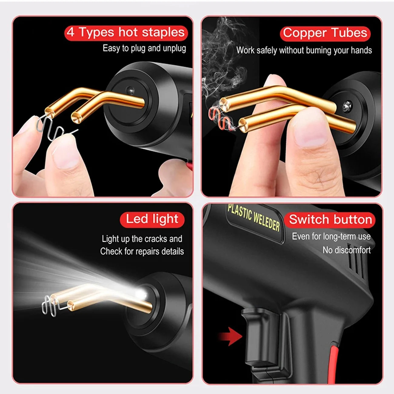 Besper 200W Plastic Welder, 2in1 Plastic Welding Kit Plastic Repair Welder Hot Stapler Soldering Gun Car Bumper Plastic Repair