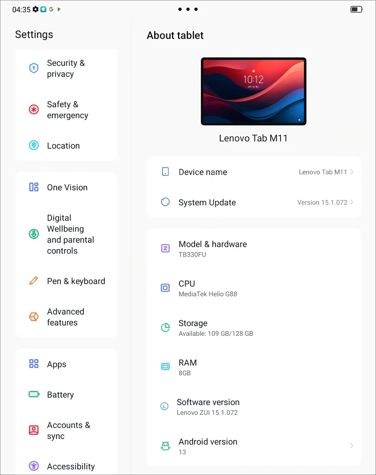 Lenovo Tab K10 M11 8GB 128GB WIFI LTE MTK Helio G88 Global Rom Android 13 Tablet 11'' 90Hz Display GPS PAD Battery 7040mAh