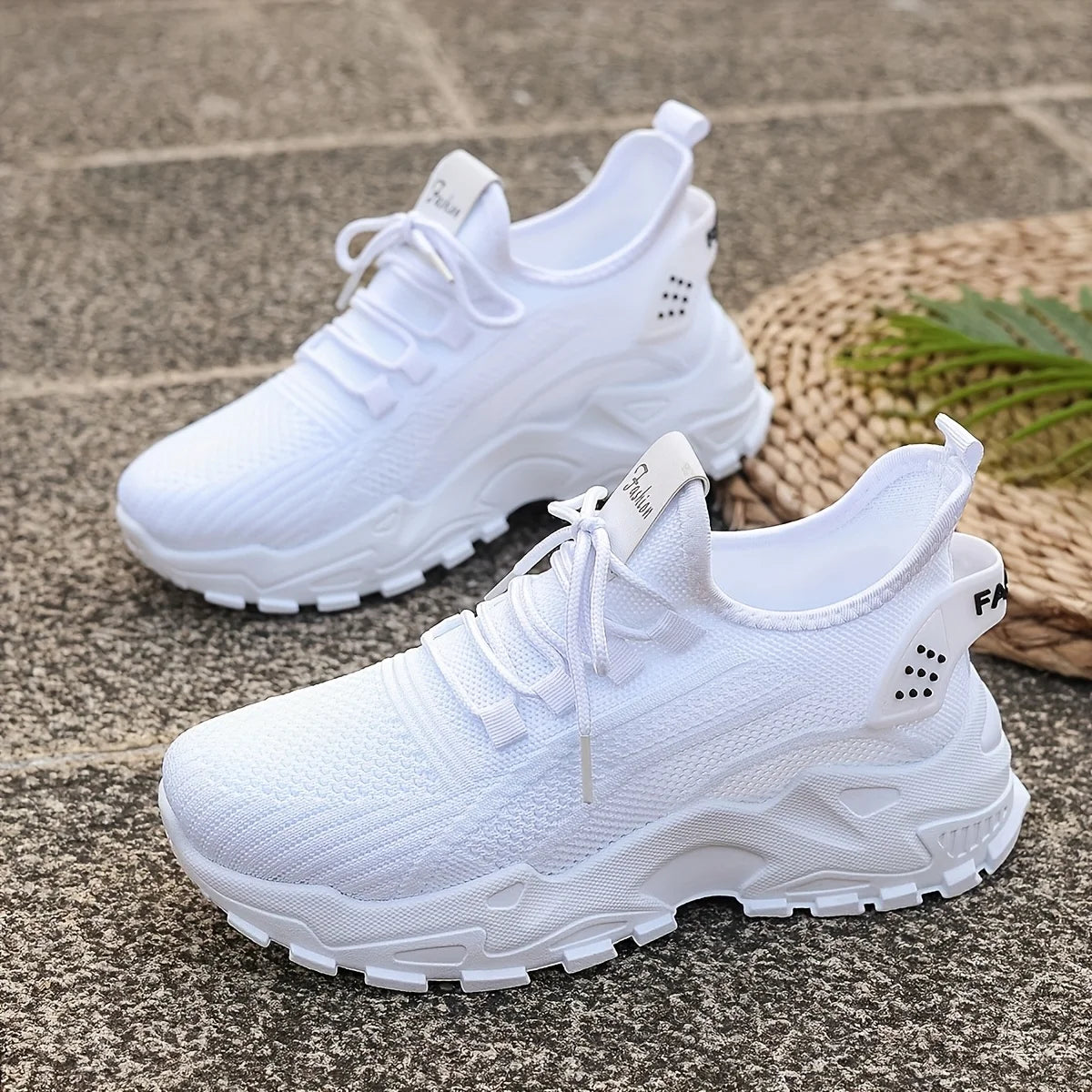 Fashion Women's Casual Knit Sneakers Breathable Lightweight Soft Sole Non Slip Outdoor Walking Shoes
