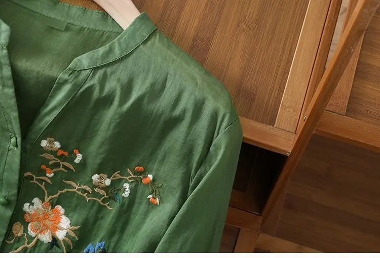 Luxury Embroidery Vintage Shirts Summer Women's Clothing Trends Tops Casual Cardigan Loose Short Coat Patchwork Buttons Blouses