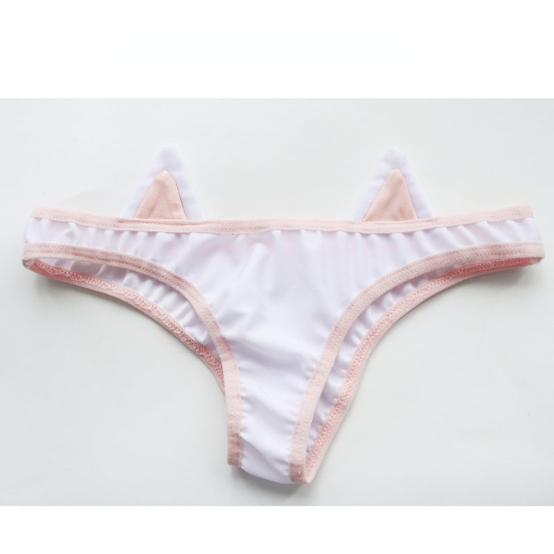 Amine Cat Girl Mini Bikini Set Halter Bandage Backless Lingerie Bow Cosplay Costume Cute Japanese Swimsuit Role Play Underwear