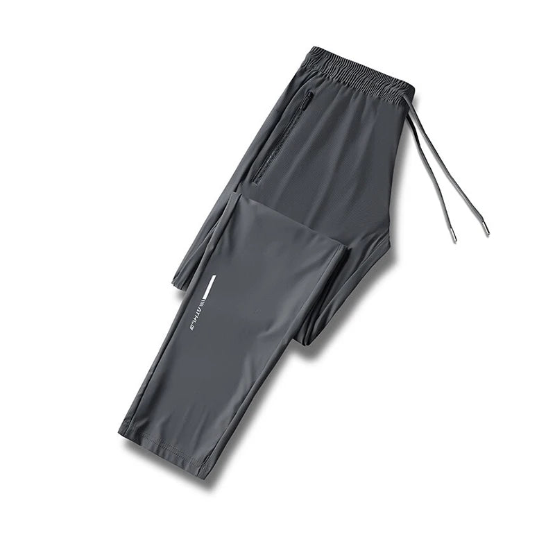 High Quality Ice Silk Pants For Men's Summer Slim Casual New Loose High Elasticity Quick Drying Outdoor Running Casual Pants