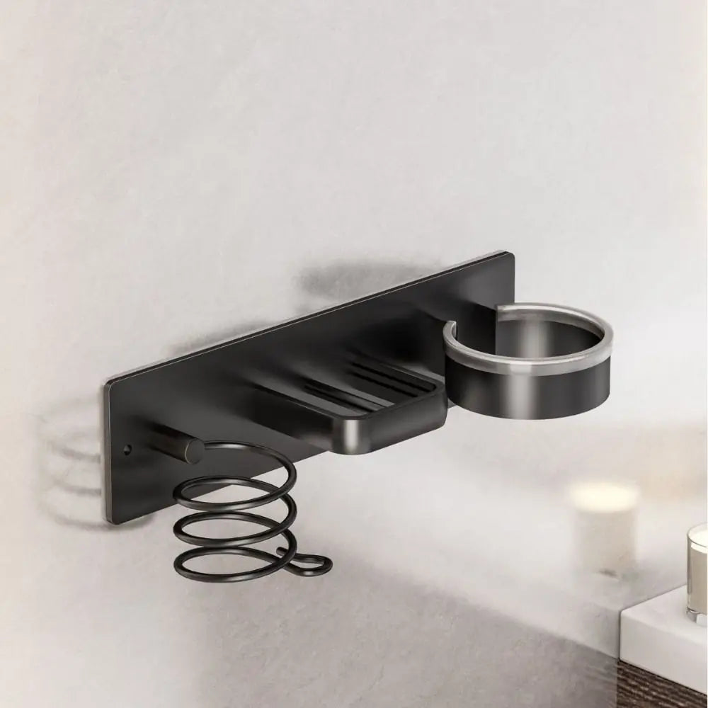 Hair Dryer Stand Electric Hair Dryer Wall Shelf With Cable Organiser Multifunctional Stable Punch-Free Hair Dryer Storage Shelf