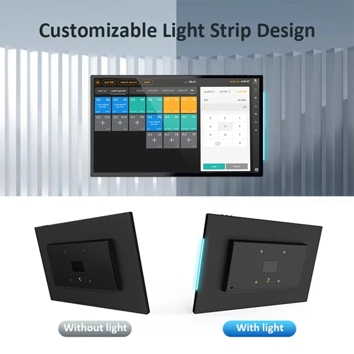 Smart Home Tablet Wall Mount with Double-Sided Lights 15.6 Inch FHD Touch Screen Android 14 8-Core 4G 32G POE for Home Automati