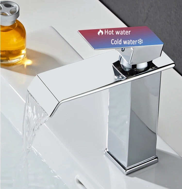 Waterfall Basin Faucet Gold and Black Sink Waterfall Mixers Bathroom Faucet Deck Mounted Washbasin Taps