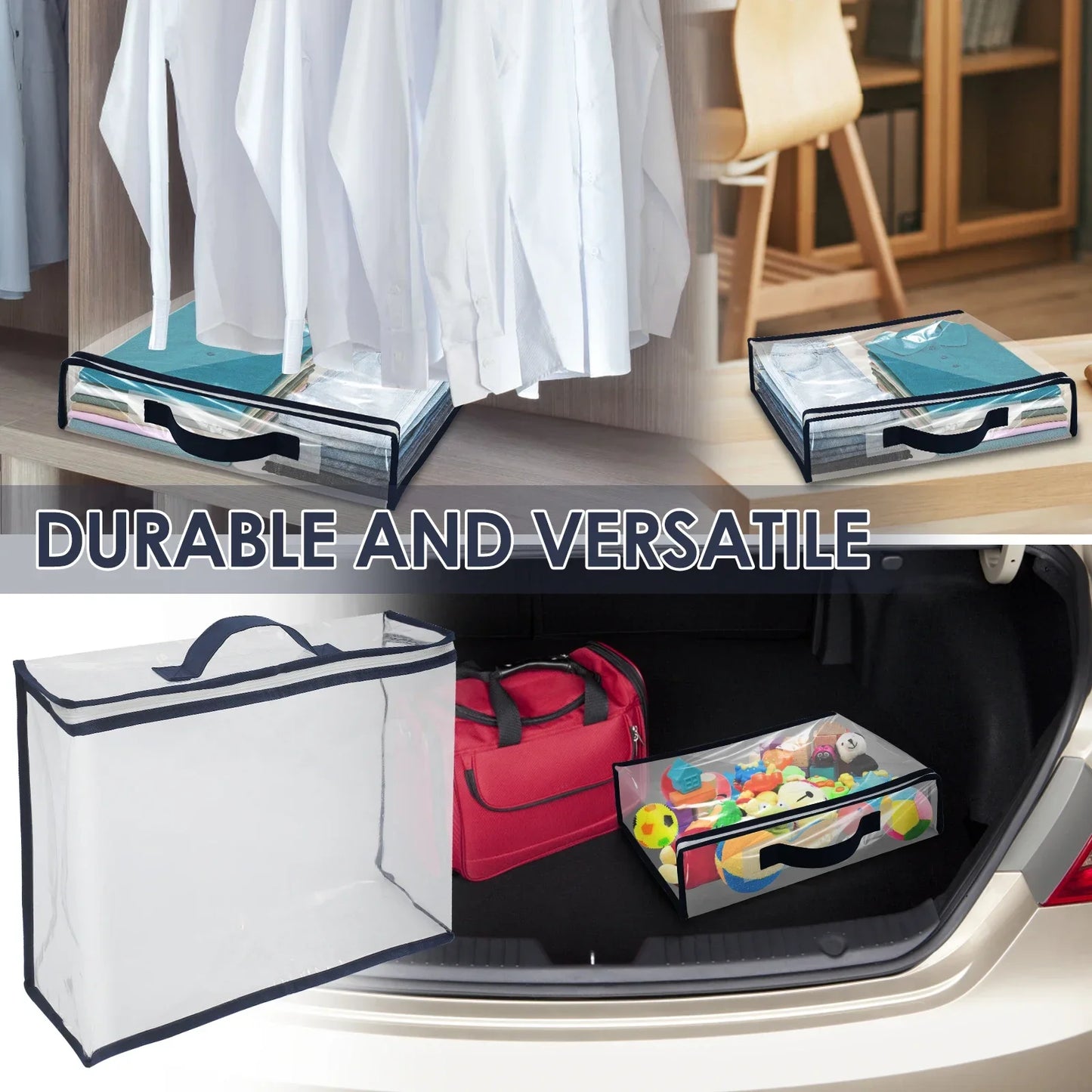 6 Packs Bed Sheet Storage Bags Quilt Clothes Blankets Packing Box Waterproof Dustproof Clear Zippered Pillow Bedding