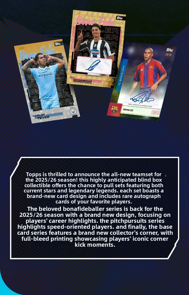 2025/26 Topps Genuine Soccer Trading Cards Man Utd PSG Juventus Chelsea Bayern Man City Barca Rare Auto Parallel Collectibles
