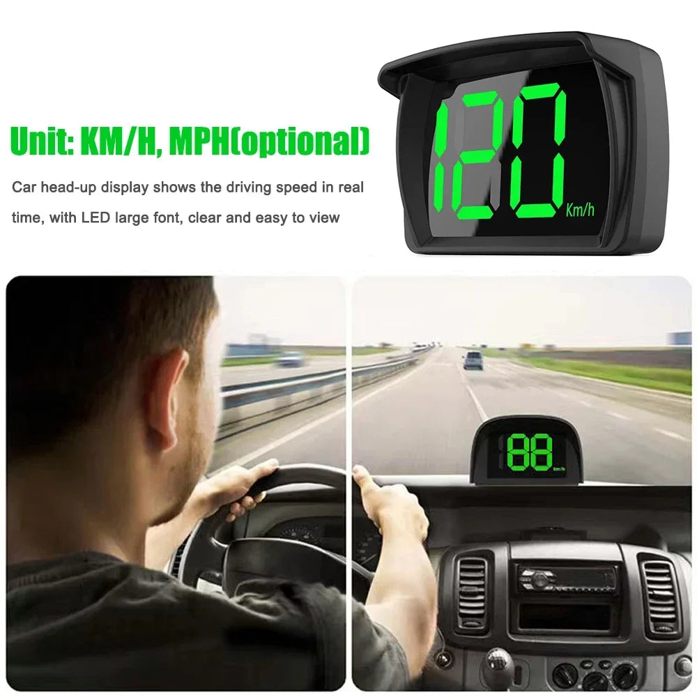 Car HUD GPS Speedometer MPH Digital Head Up Display Large LED Font For Truck SUV Motorcycle Universal Accessories