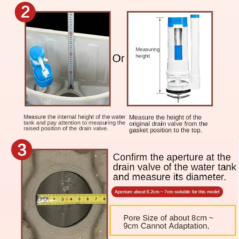 WETIPS Linear Control Toilet Fitting Outlet Valve Water Saving Flush Water Saving Flush Kit Toilet Tank Drain Fittings System