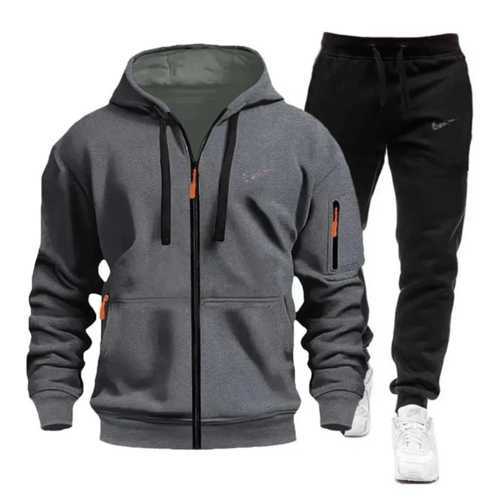 Men's 2-Piece Tracksuit Set Hooded Sweatshirt And Drawstring Pants Sportswear for Running Male Hoodies Unisex Autumn Sportwear