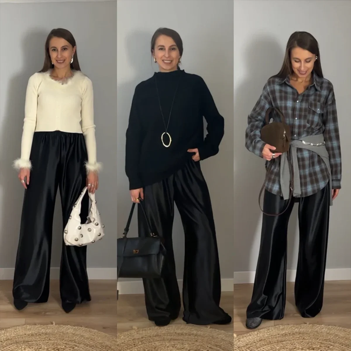 Satin Wide Leg Pants Long Floor Casual Pants Women's Summer