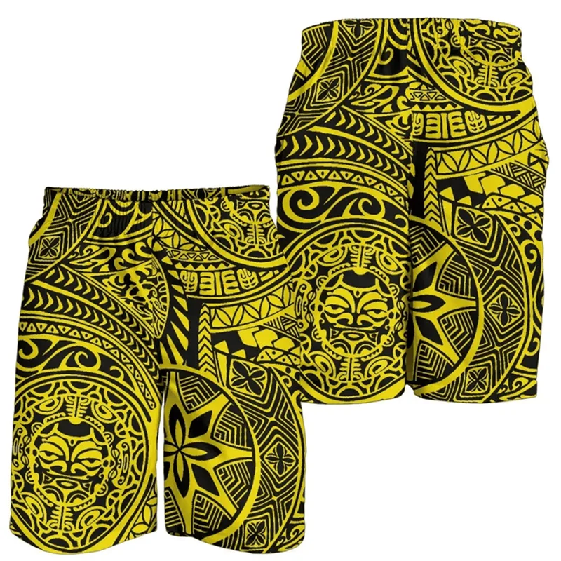 New 3D Printed Polynesian Tribal Turtle Hawaii Shorts Men's Beach Shorts Women Vacation Floral Sports Board Shorts Swim Trunks