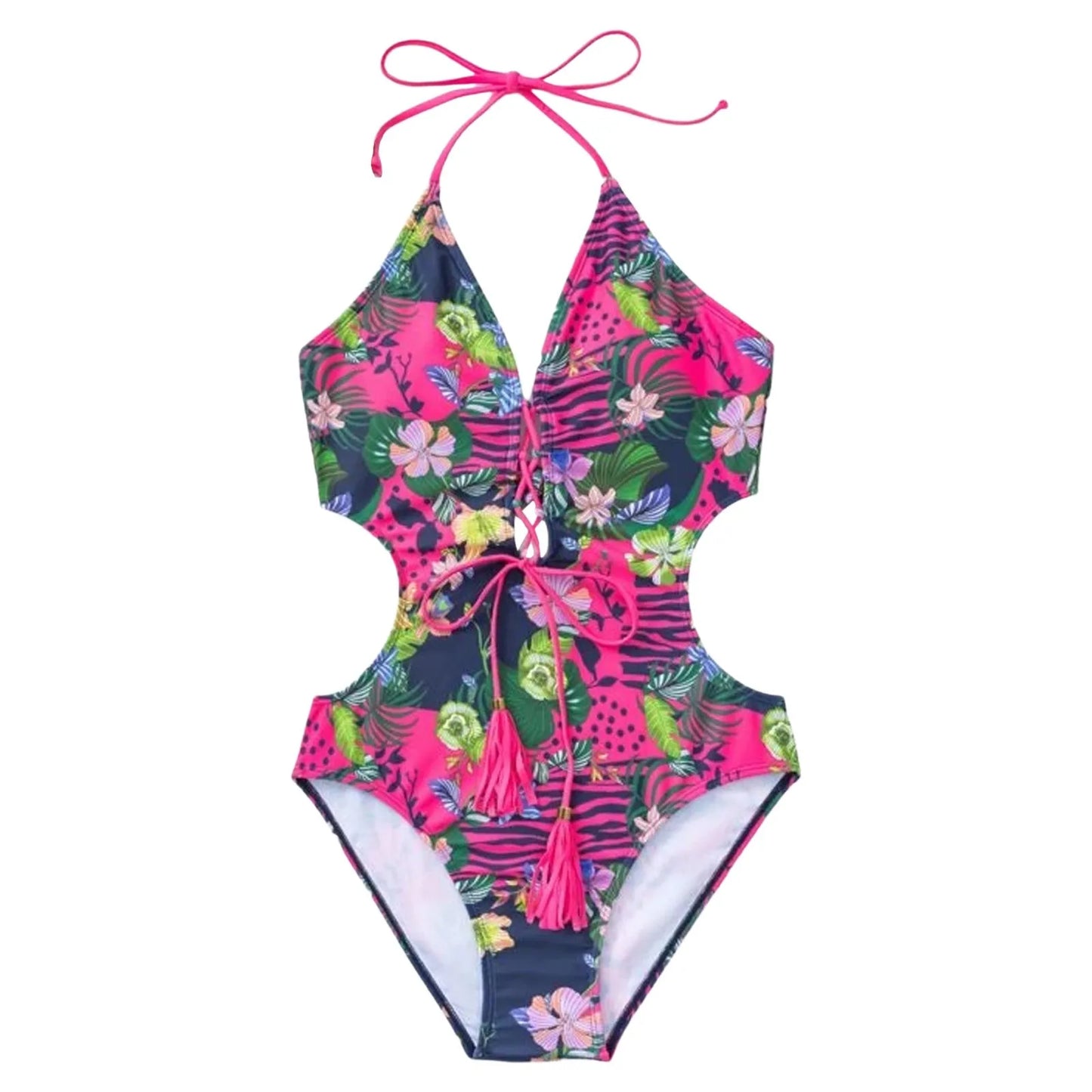 Sexy Bikini Women's Swimsuit Corded At The Chest Tassel Closure Waist Leaky Back Buckle Bikini Women High Waisted Bikini Bottoms