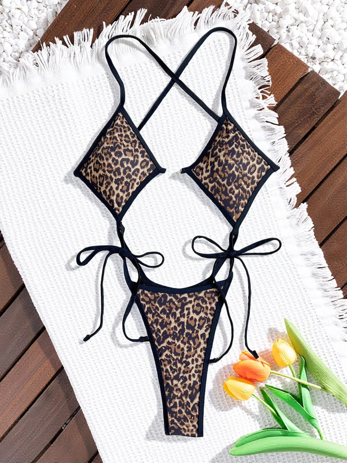 sexy patchwork leopard print swimsuit one piece Bikinis Swimwear Swimsuits backless tie beach outfits bodysuit biquini tankini