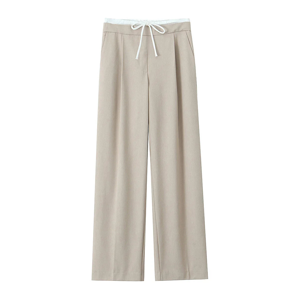 Willshela Women Fashion Solid Lace Up Side Zipper Straight Pants Vintage High Elastic Waist Female Chic Lady Trousers