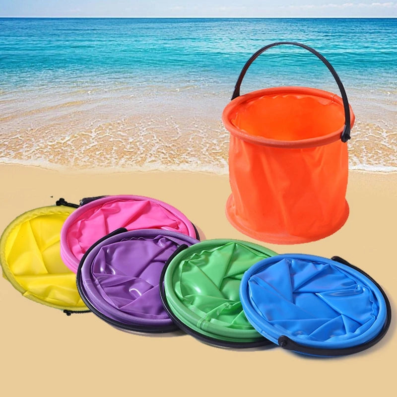 Beach Sand Bucket Toy 2Pcs Collapsible Bucket Gardening Tool Outdoor Pool Play Tool Kids Summer Water Fun Toy Birthday Gift