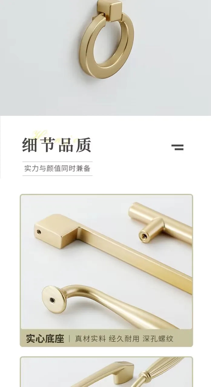 Handles Drawer Cabinet Furniture Kitchen Handles for Cabinet Knob Door Drawer Furniture Kitchen Knob Golden Simplicity Hardware