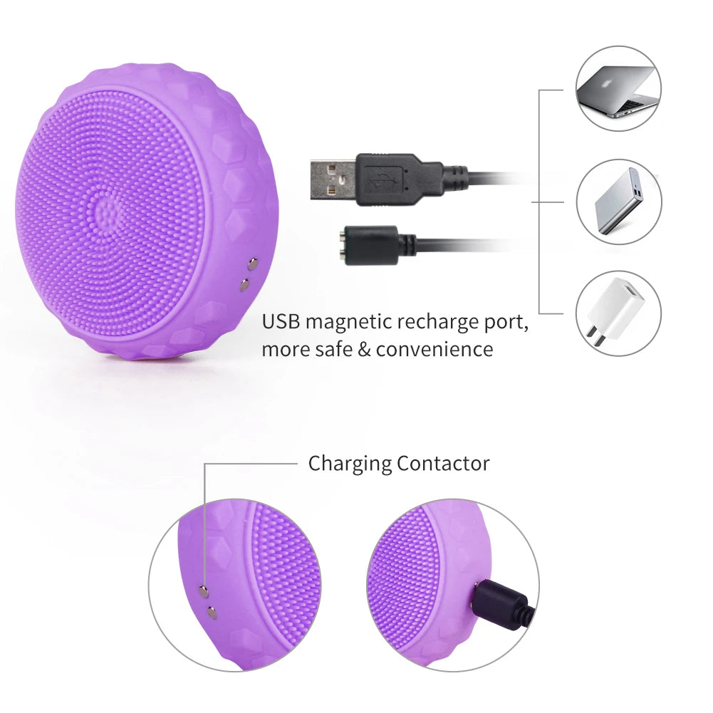 Facial Cleansing Brush Made with Ultra Hygienic Soft Silicone, Waterproof Sonic Vibrating Face Brush for Deep Cleansing, Gentle