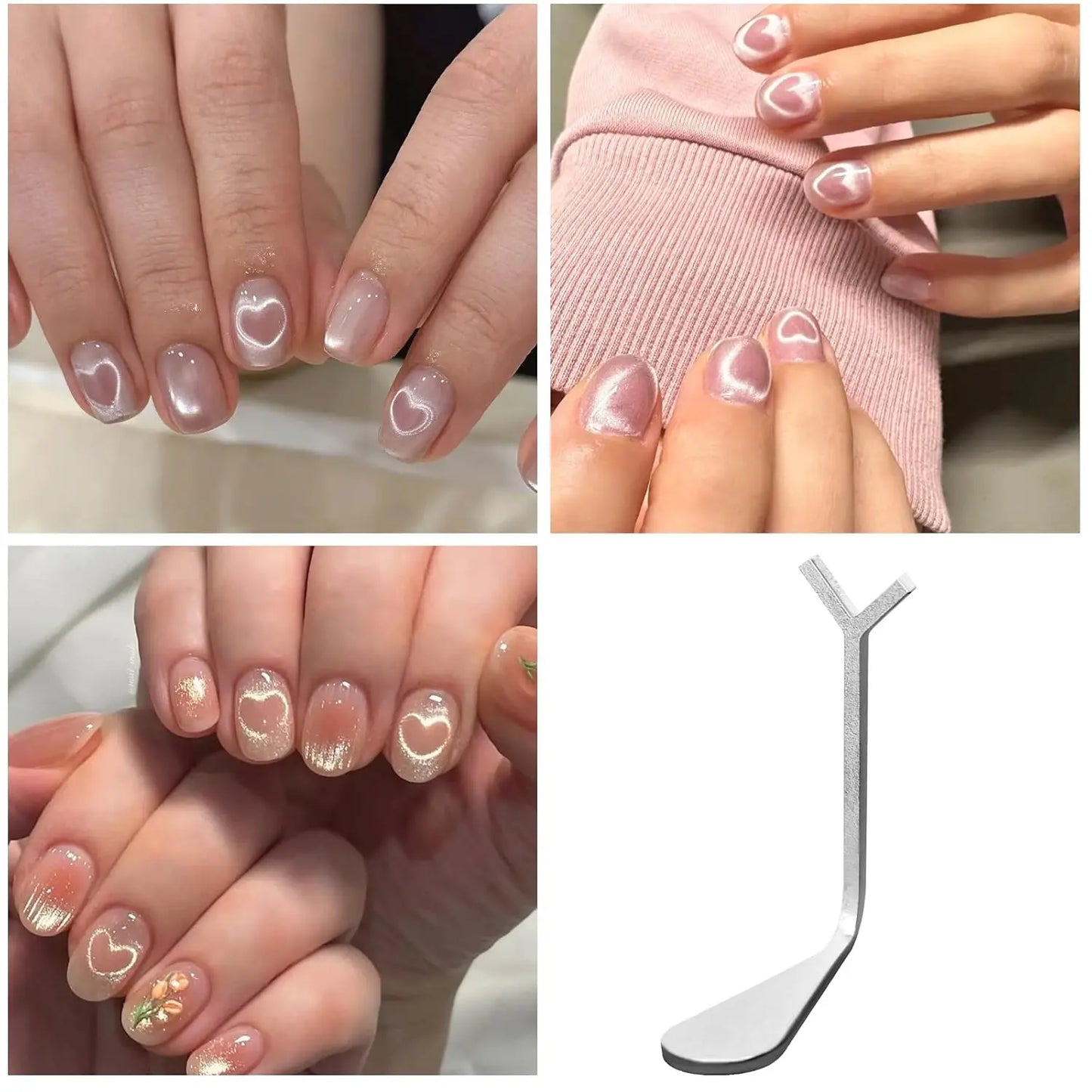 2/3Pcs Heart Cat’Eye Nail Magnet Set Y-shape,Cylinder Magnetic Stick for Creat French Cat Eye Love Shape On Nails Manicure Tools