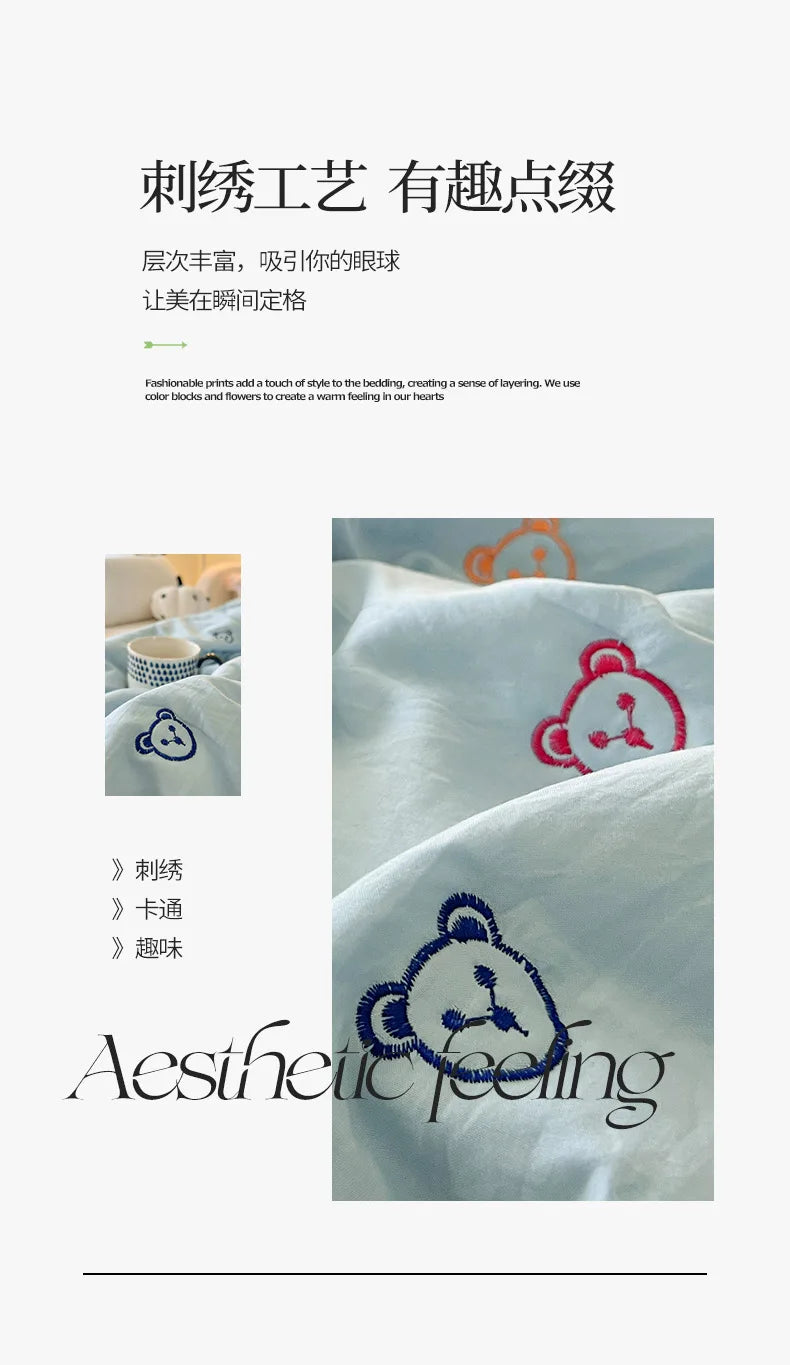 2025 New Embroidered, washed cotton, summer quilt, air-conditioned, skin friendly, breathable, machine washable bedding