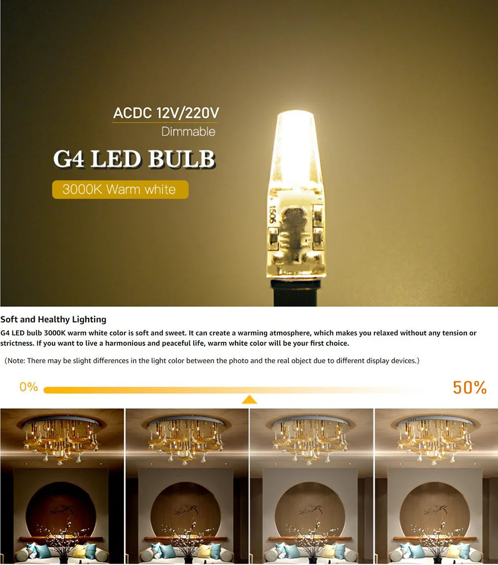 10PCS LED COB Lamp 6W Bulbs Dimmable G4 mini COB AC DC 12V 220V Candle Lights Replace 30W 40W Halogen for Chandelier Spotlight