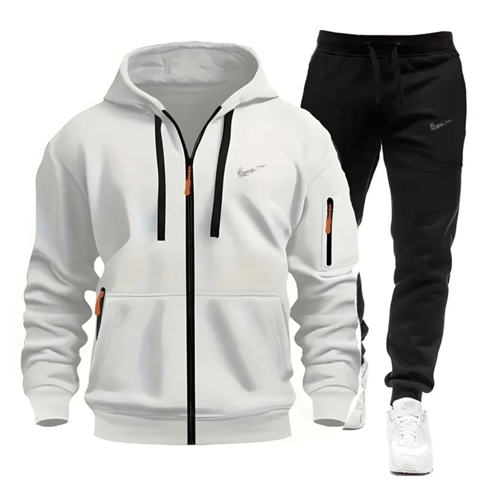 Men's 2-Piece Tracksuit Set Hooded Sweatshirt And Drawstring Pants Sportswear for Running Male Hoodies Unisex Autumn Sportwear