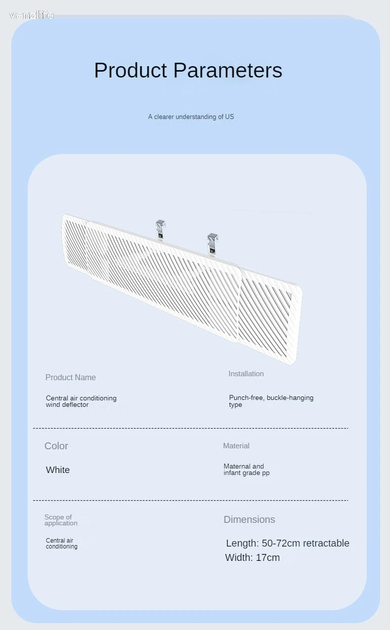 Central Air Conditioner Windshield Air Guider Ceiling Suspended AC Outlet Baffle Deflector Anti-Direct Blow Cassette Universal