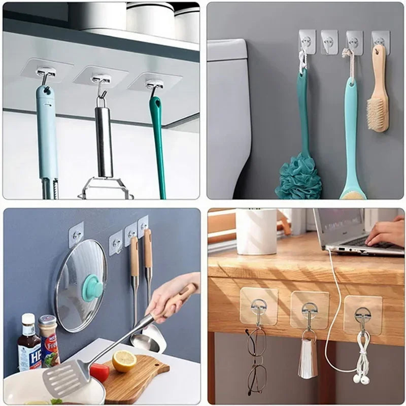 Transparent Self Adhesive Wall Hooks Heavy Duty Multi-Purpose Wall Hook Key Holder Towel Holder For Bathroom Kitchen Accessories