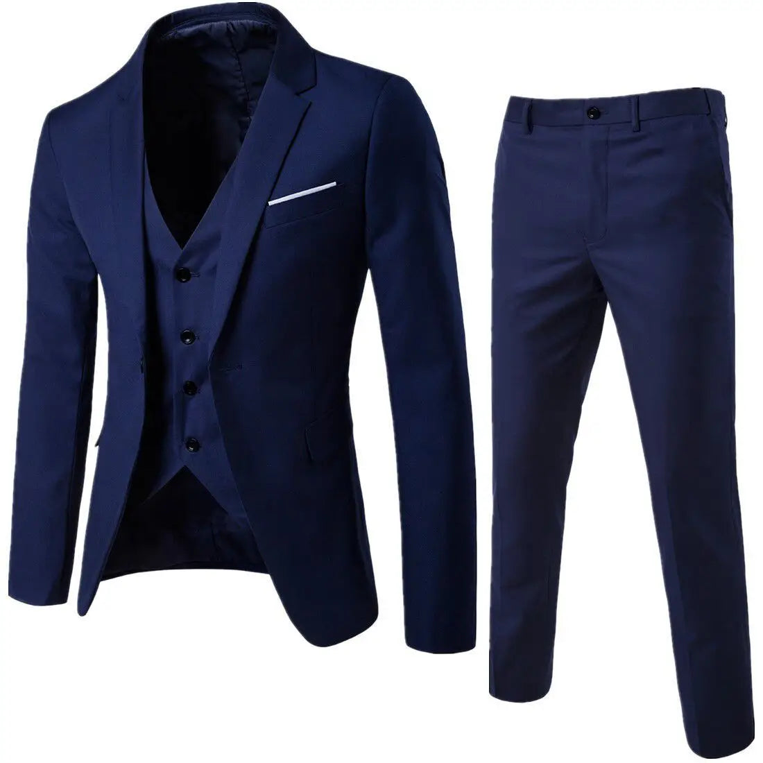Men Three Piece Suit Sets Full Sleeve Blazers Long Pants Turn Down Collar Slim Fit Evening Wedding Formal Classic 2026 Spring