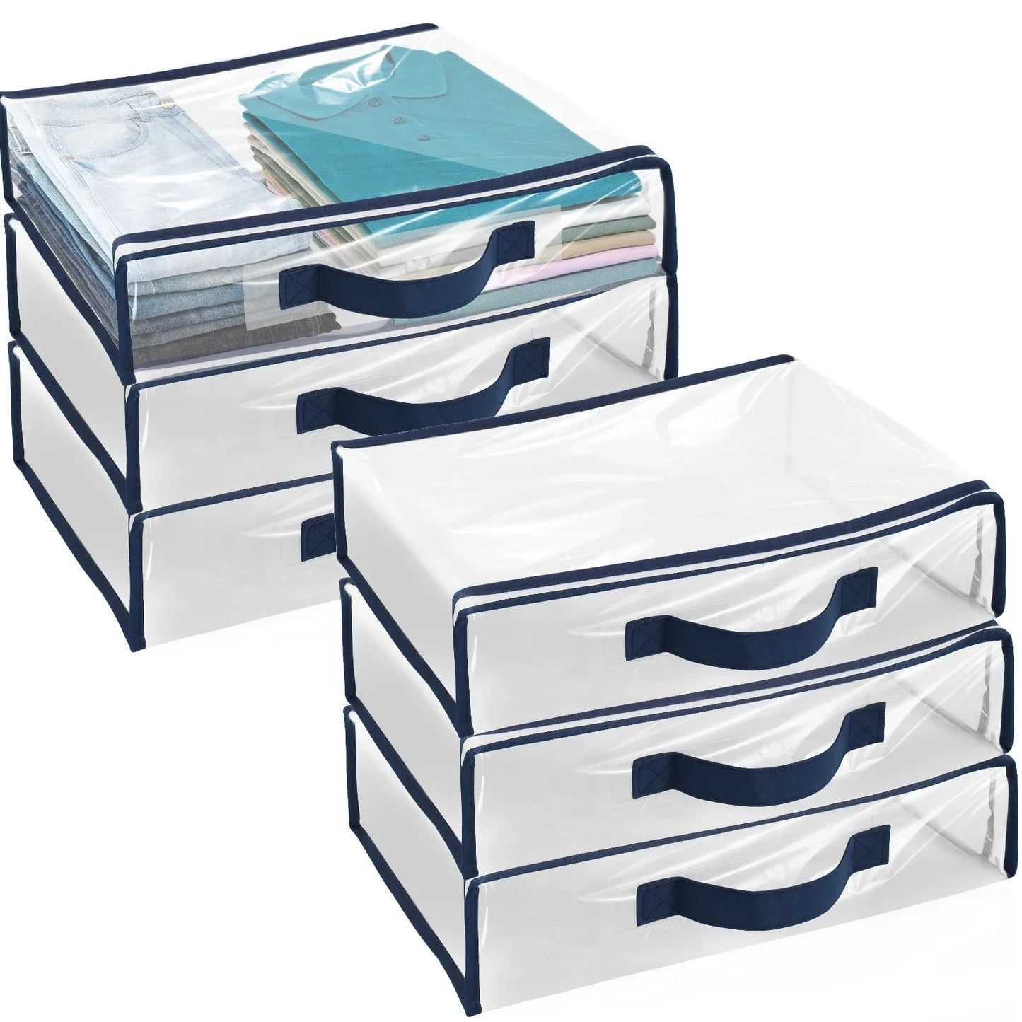 6 Packs Bed Sheet Storage Bags Quilt Clothes Blankets Packing Box Waterproof Dustproof Clear Zippered Pillow Bedding