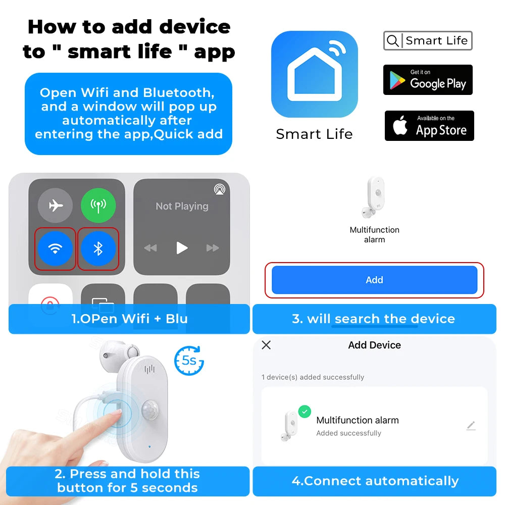 SMATRUL Tuya Smart Wifi Pir Motion Sensor Usb Home Security System Detector Alarm App Remote Control Timing Arming